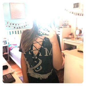 *homemade* lace up of mice & men top